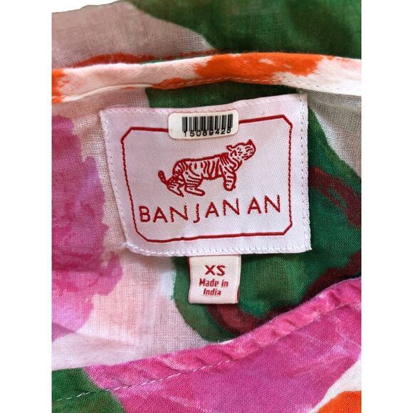 Banjanan Floral Aurora Top Short Sleeves V Neck XS - Picture 10 of 13